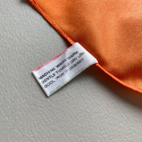 Vintage Ombre Square Scarf Lightweight Orange Polyester Neck Wrap Bandana - Picture 5 of 6
